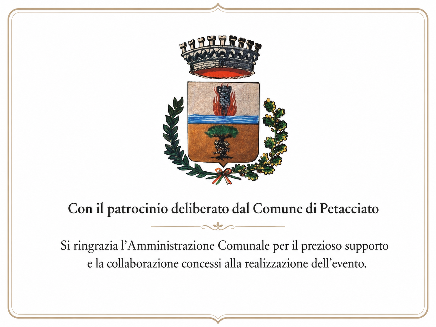 Ringraziamento al Comune di Petacciato per il patrocinio del 3° Tuning Festival