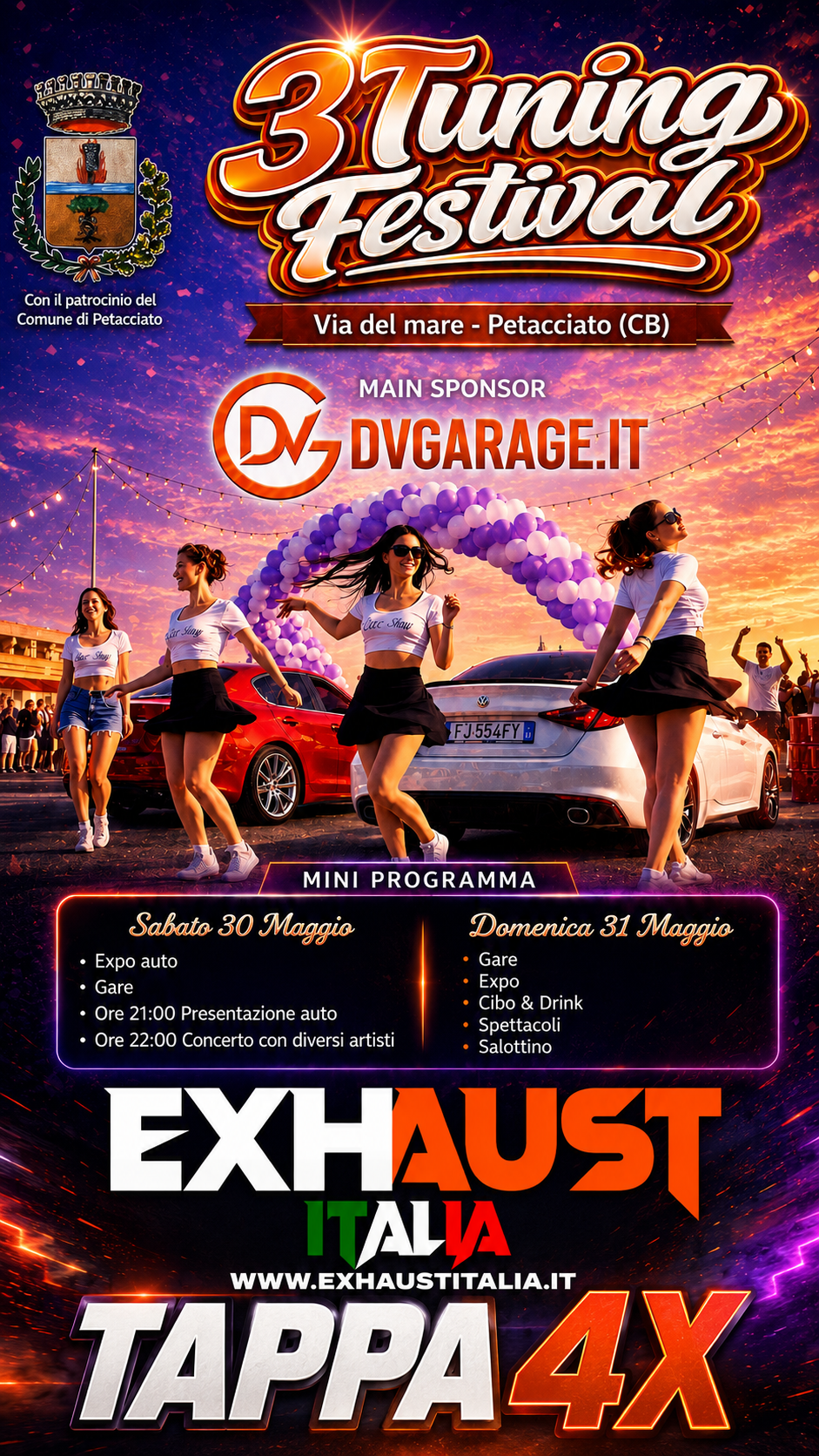 Locandina ufficiale Exhaust Italia Tappa 4X al 3° Tuning Festival di Petacciato